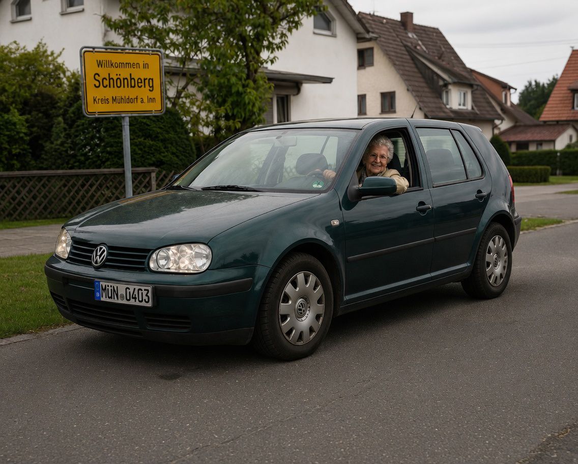 VW Golf cu bunică din Germania la volan